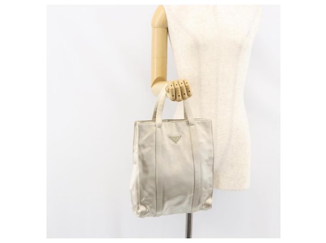 PRADA Borsa a Mano Satin Bianco Auth bs31836 - vista 24