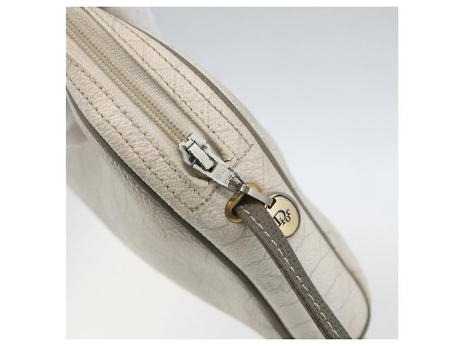 Christian Dior Borsa a spalla in tela a nido d'ape PVC oro bianco Auth 158146 D'oro - vista 10