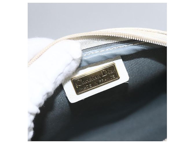 Christian Dior Borsa a spalla in tela a nido d'ape PVC oro bianco Auth 158146 D'oro - vista 11