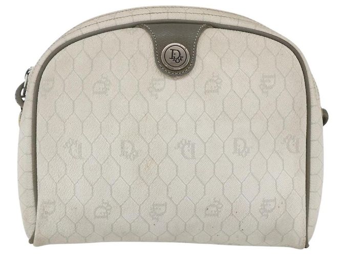 Christian Dior Borsa a spalla in tela a nido d'ape PVC oro bianco Auth 158146 D'oro - vista 13