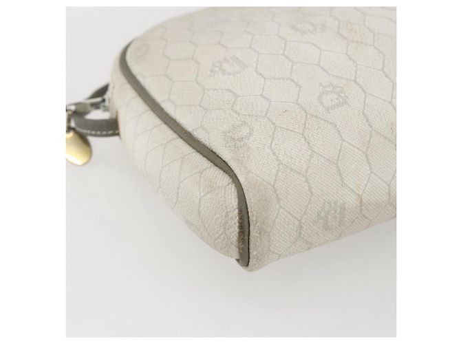 Christian Dior Borsa a spalla in tela a nido d'ape PVC oro bianco Auth 158146 D'oro - vista 14