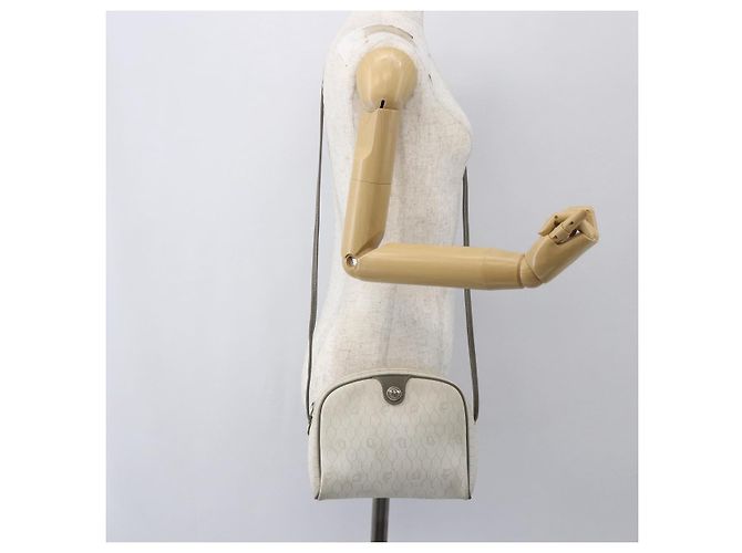 Christian Dior Borsa a spalla in tela a nido d'ape PVC oro bianco Auth 158146 D'oro - vista 20