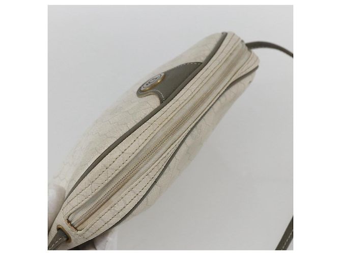 Christian Dior Borsa a spalla in tela a nido d'ape PVC oro bianco Auth 158146 D'oro - vista 6