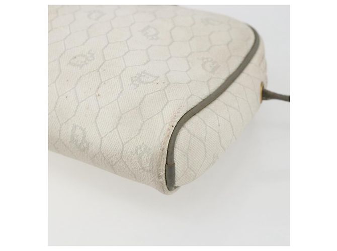 Christian Dior Borsa a spalla in tela a nido d'ape PVC oro bianco Auth 158146 D'oro - vista 9