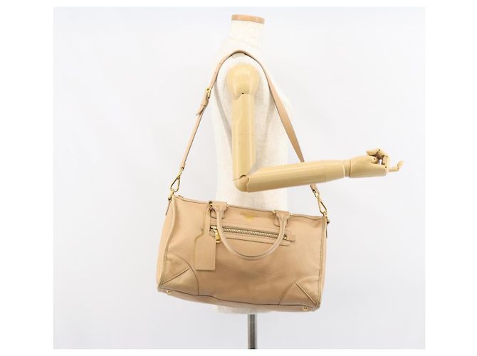 PRADA Borsa a Mano in Pelle 2 in 1 Beige Oro Auth ka1190 D'oro - vista 27