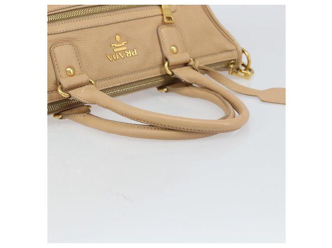 PRADA Borsa a Mano in Pelle 2 in 1 Beige Oro Auth ka1190 D'oro - vista 7