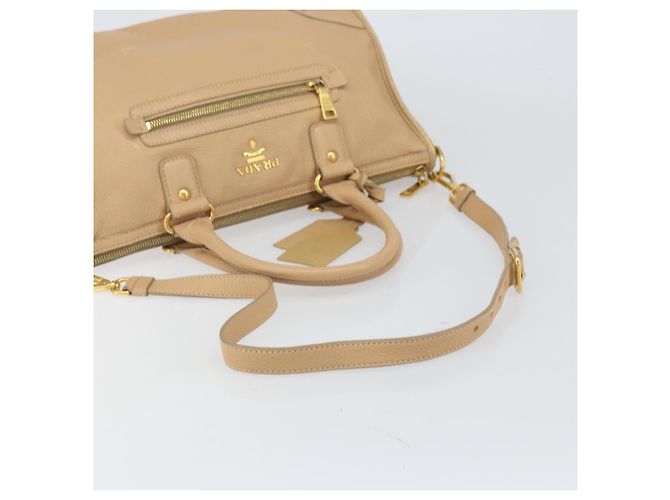PRADA Borsa a Mano in Pelle 2 in 1 Beige Oro Auth ka1190 D'oro - vista 8
