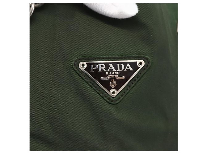 PRADA Ketten-Tote aus Nylon Khaki Silber Authentisch am10142 - Ansicht 18