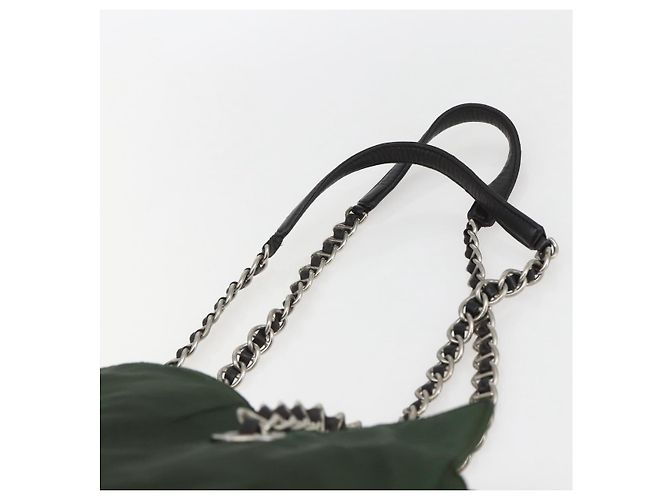 PRADA Ketten-Tote aus Nylon Khaki Silber Authentisch am10142 - Ansicht 8