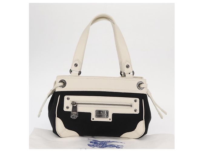 Bolsa de mão em lona preta BURBERRY Blue Label Auth ka1019 Preto - vista 12
