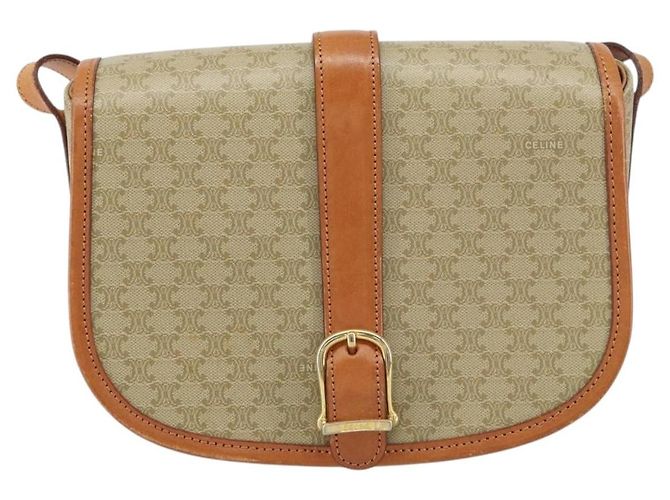 Céline Borsa a Spalla in Tela Macadam CELINE PVC Beige Oro Auth am10146 D'oro - vista 13