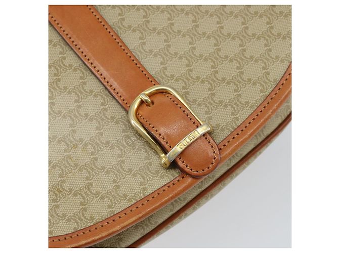 Céline Borsa a Spalla in Tela Macadam CELINE PVC Beige Oro Auth am10146 D'oro - vista 17