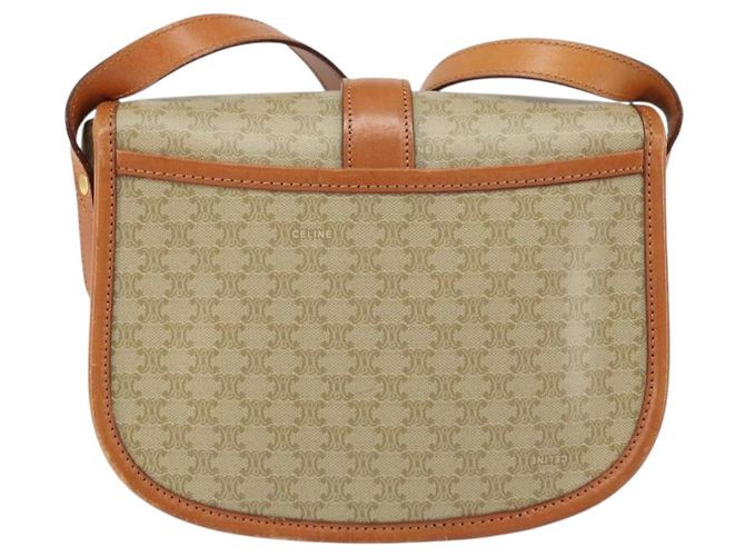 Céline Borsa a Spalla in Tela Macadam CELINE PVC Beige Oro Auth am10146 D'oro - vista 2