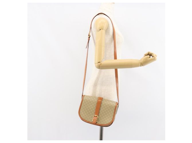 Céline Borsa a Spalla in Tela Macadam CELINE PVC Beige Oro Auth am10146 D'oro - vista 23