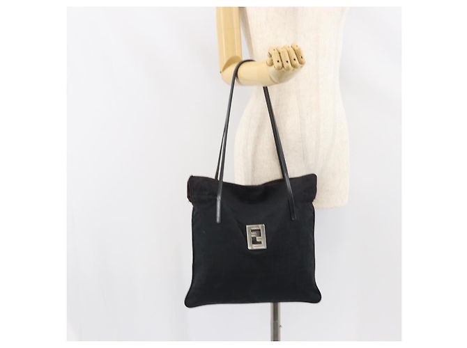 FENDI Zucca Canvas Tote Bag Schwarz Silber Auth 158397 - Ansicht 22