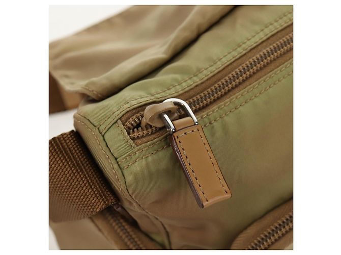 PRADA Schultertasche Nylon Khaki Silber Authentisch fm4987 - Ansicht 24