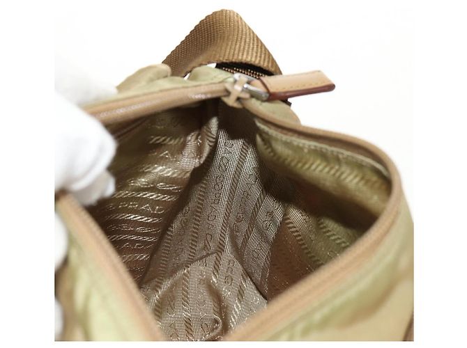 PRADA Schultertasche Nylon Khaki Silber Authentisch fm4987 - Ansicht 26