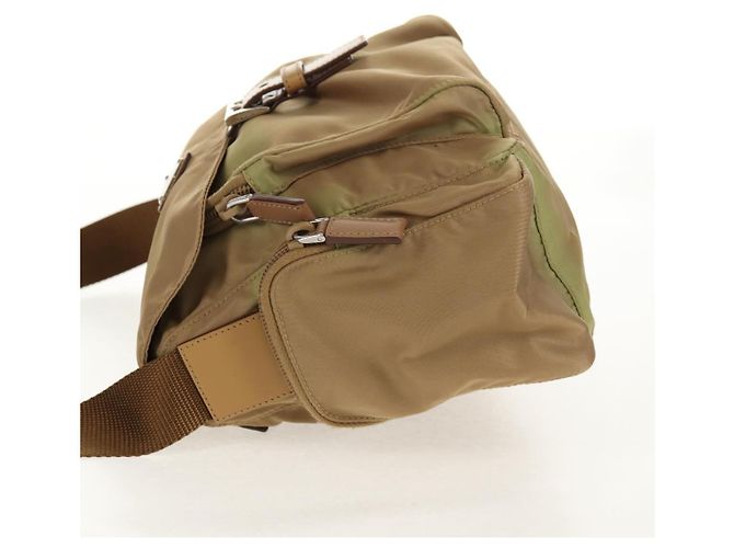 PRADA Schultertasche Nylon Khaki Silber Authentisch fm4987 - Ansicht 3