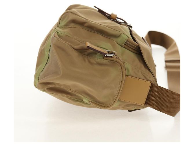 PRADA Schultertasche Nylon Khaki Silber Authentisch fm4987 - Ansicht 4