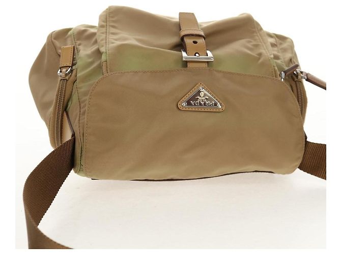 PRADA Schultertasche Nylon Khaki Silber Authentisch fm4987 - Ansicht 6