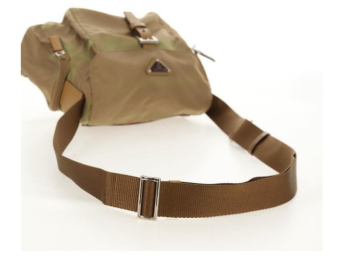 PRADA Schultertasche Nylon Khaki Silber Authentisch fm4987 - Ansicht 7