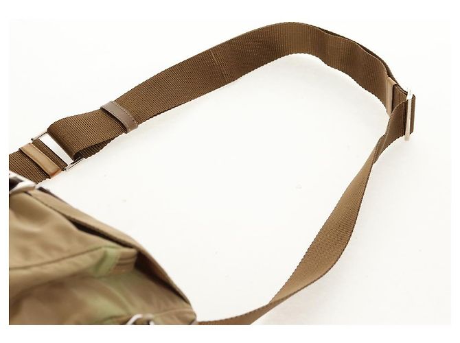 PRADA Schultertasche Nylon Khaki Silber Authentisch fm4987 - Ansicht 8