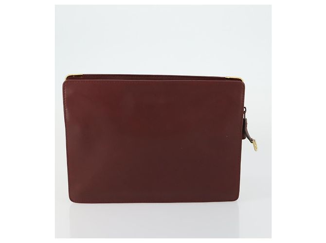CARTIER Bolsa Clutch Must Line de Couro 2 Set Bordeaux Auth mr1596 - vista 10