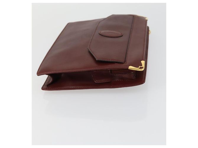 CARTIER Bolsa Clutch Must Line de Couro 2 Set Bordeaux Auth mr1596 - vista 11