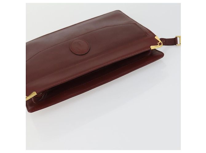 CARTIER Bolsa Clutch Must Line de Couro 2 Set Bordeaux Auth mr1596 - vista 12