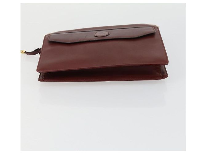 CARTIER Bolsa Clutch Must Line de Couro 2 Set Bordeaux Auth mr1596 - vista 13