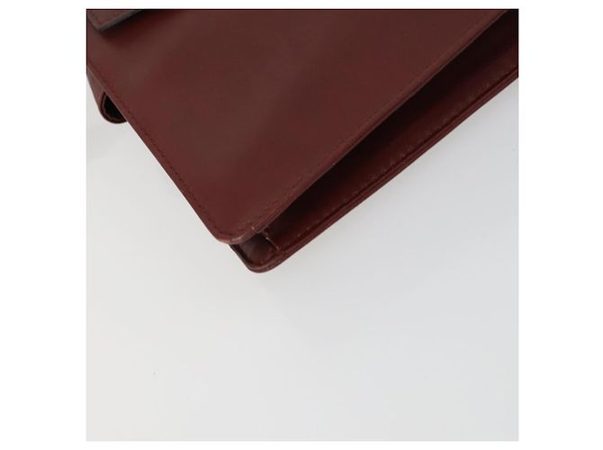 CARTIER Bolsa Clutch Must Line de Couro 2 Set Bordeaux Auth mr1596 - vista 14