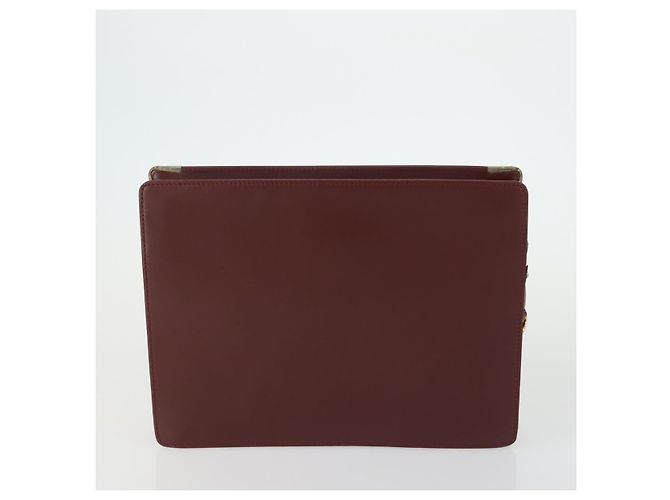 CARTIER Bolsa Clutch Must Line de Couro 2 Set Bordeaux Auth mr1596 - vista 3