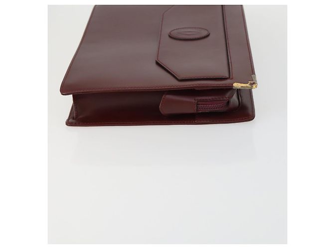 CARTIER Bolsa Clutch Must Line de Couro 2 Set Bordeaux Auth mr1596 - vista 4