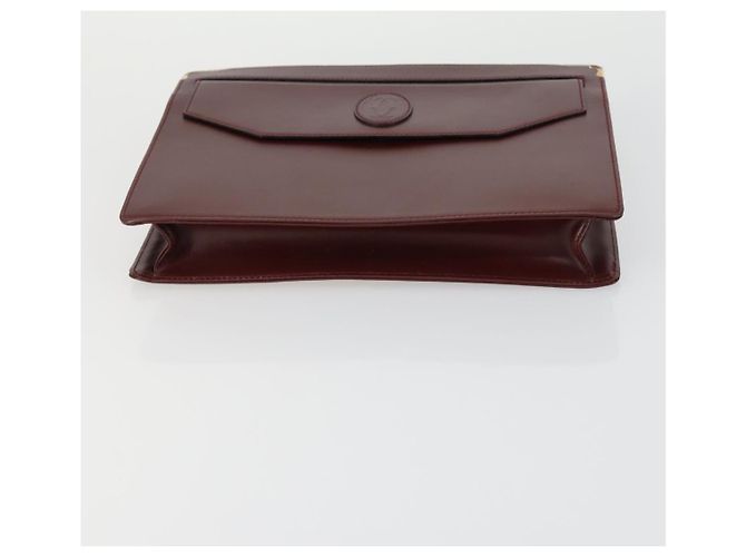 CARTIER Bolsa Clutch Must Line de Couro 2 Set Bordeaux Auth mr1596 - vista 6