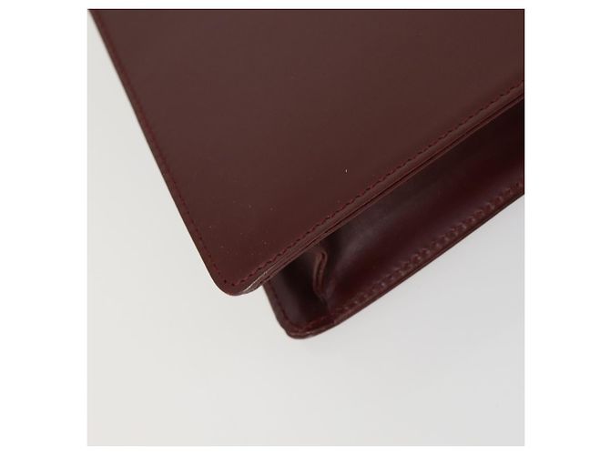 CARTIER Bolsa Clutch Must Line de Couro 2 Set Bordeaux Auth mr1596 - vista 7