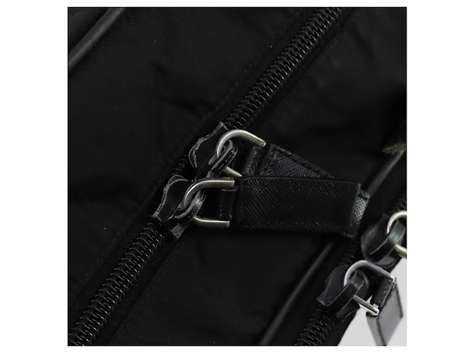 Borsa da lavoro PRADA Nylon 2 vie Nero Argento Auth 155199 - vista 10