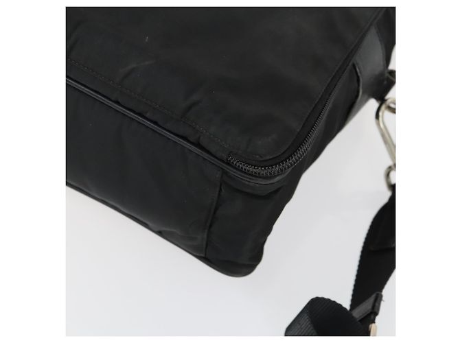 Borsa da lavoro PRADA Nylon 2 vie Nero Argento Auth 155199 - vista 15