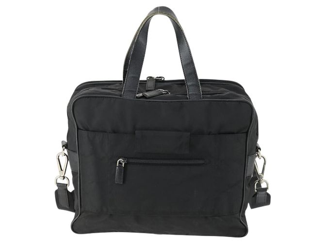 Borsa da lavoro PRADA Nylon 2 vie Nero Argento Auth 155199 - vista 2