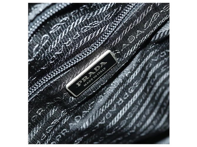Borsa da lavoro PRADA Nylon 2 vie Nero Argento Auth 155199 - vista 20