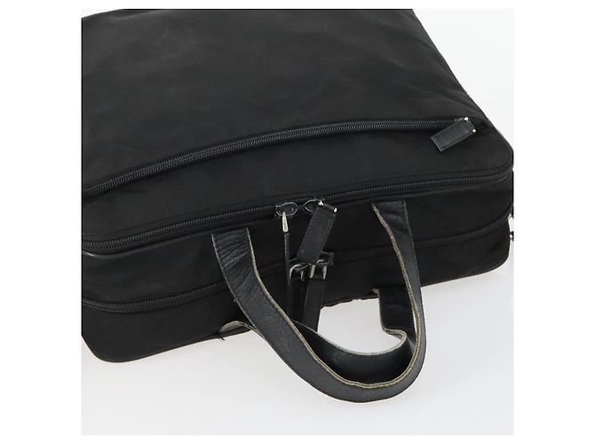 Borsa da lavoro PRADA Nylon 2 vie Nero Argento Auth 155199 - vista 6