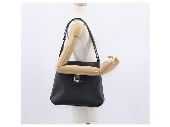 Borsa a Spalla Vala in Pelle Nera e Oro Salvatore Ferragamo Auth BA9162 Nero D'oro - vista 22