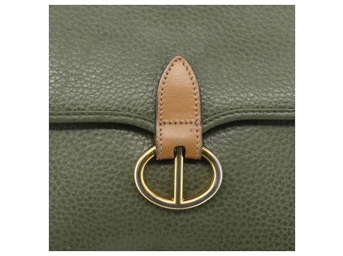 Bolsa de Ombro Christian Dior em Couro Caqui Dourado Auth ar13898 - vista 10