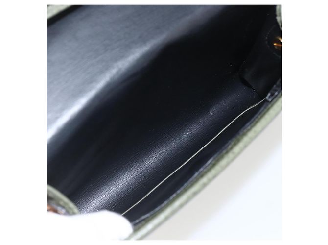 Bolsa de Ombro Christian Dior em Couro Caqui Dourado Auth ar13898 - vista 12