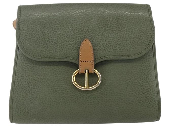 Bolsa de Ombro Christian Dior em Couro Caqui Dourado Auth ar13898 - vista 13