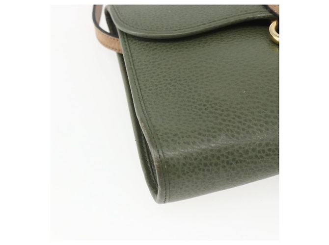 Bolsa de Ombro Christian Dior em Couro Caqui Dourado Auth ar13898 - vista 14