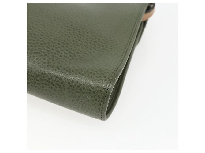 Bolsa de Ombro Christian Dior em Couro Caqui Dourado Auth ar13898 - vista 15