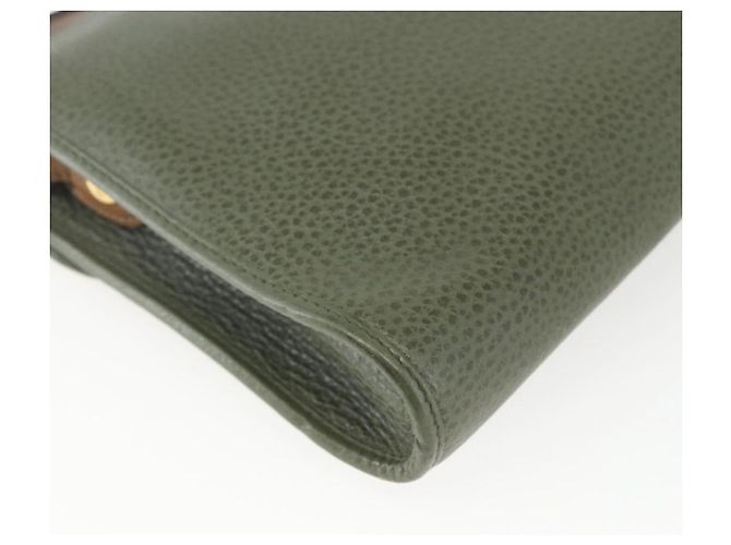 Bolsa de Ombro Christian Dior em Couro Caqui Dourado Auth ar13898 - vista 16