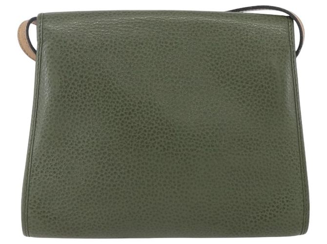 Bolsa de Ombro Christian Dior em Couro Caqui Dourado Auth ar13898 - vista 2
