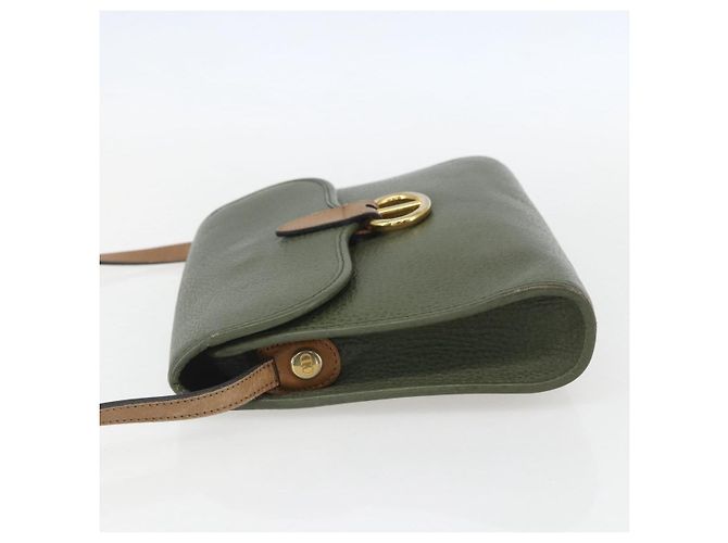 Bolsa de Ombro Christian Dior em Couro Caqui Dourado Auth ar13898 - vista 4