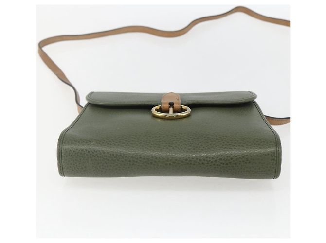 Bolsa de Ombro Christian Dior em Couro Caqui Dourado Auth ar13898 - vista 5
